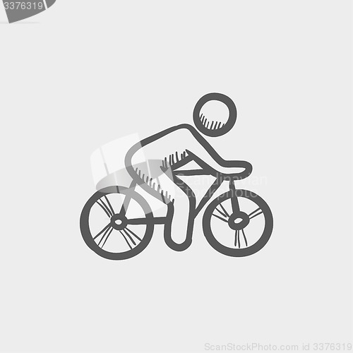 Image of Sports bike and rider sketch icon