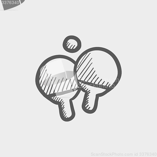 Image of Two table tennis racket and ball sketch icon