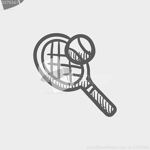 Image of Tennis racket and ball sketch icon