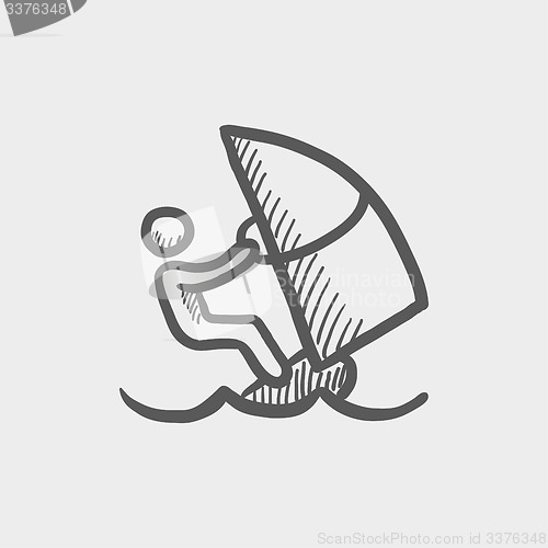 Image of Wind surfing sketch icon