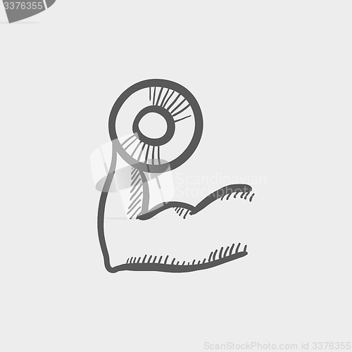 Image of Arm muscle with dumbbell sketch icon
