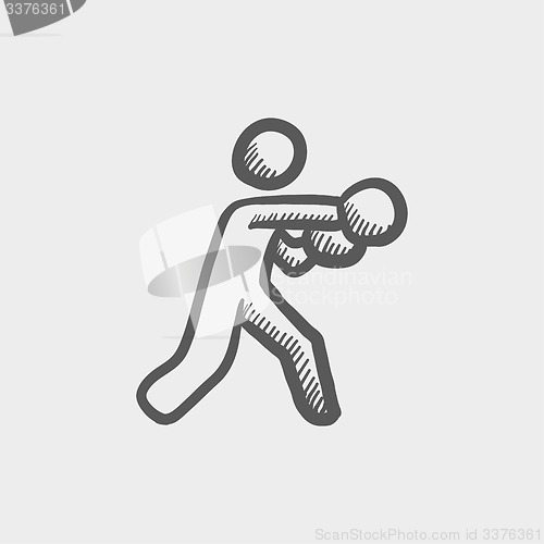 Image of Boxing man punch sketch icon