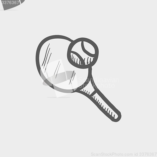 Image of Tennis racket and ball sketch icon