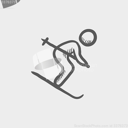 Image of Downhill skiing sketch icon