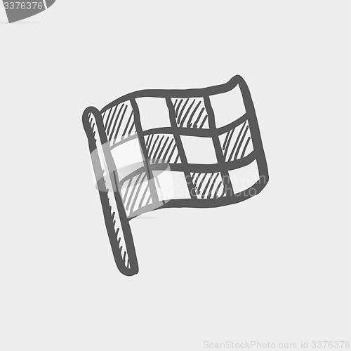 Image of Checkered flag for racing sketch icon