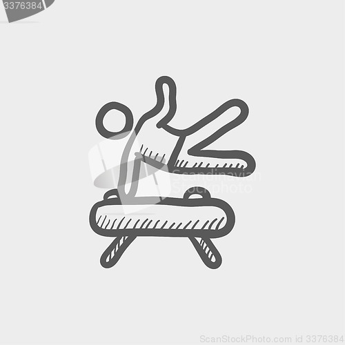 Image of Gymnast on pommel horse sketch icon