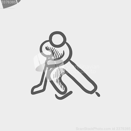 Image of Hockey player sketch icon