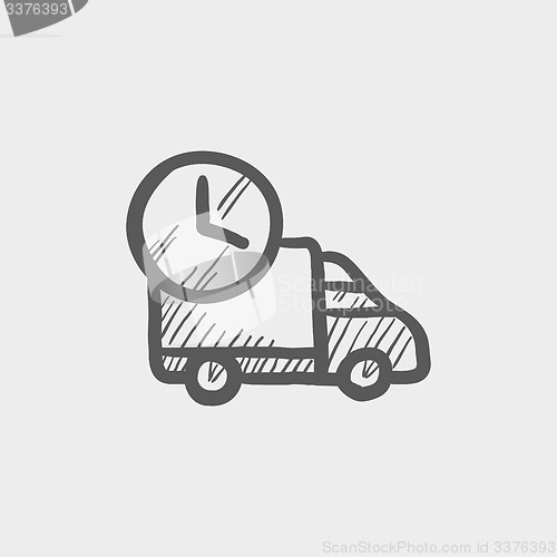 Image of On time delivery van sketch icon