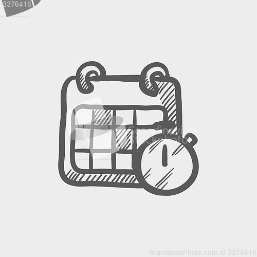 Image of Calendar and stopwatch sketch icon