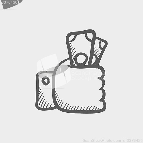 Image of Money in hand sketch icon