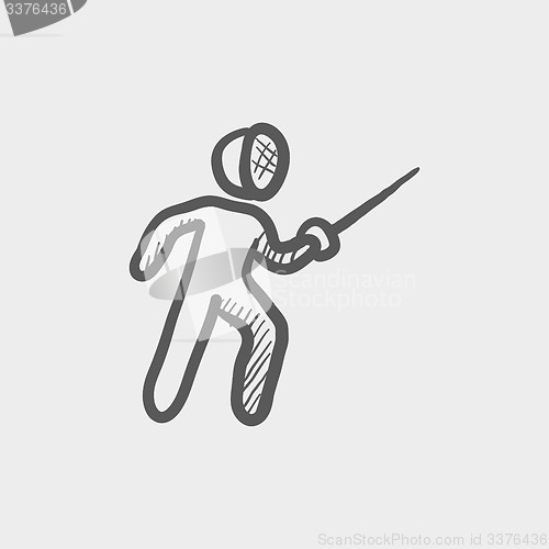 Image of Fencing sport sketch icon