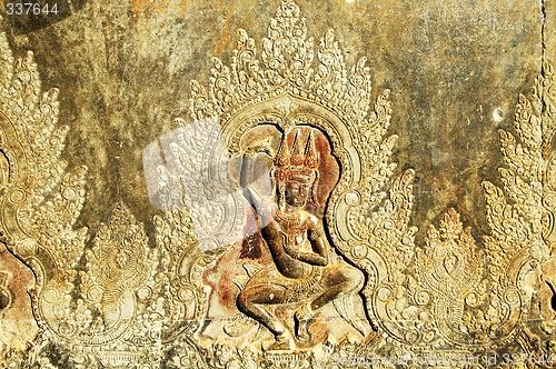 Image of Sculpted wall at corridor of Angkor Wat, Cambodia