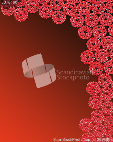 Image of pattern from brown flowers on red background