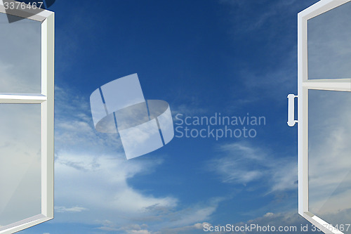 Image of opened window to the blue heaven