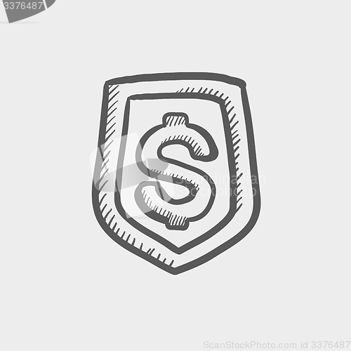 Image of Jeans pocket with dollar symbol sketch icon