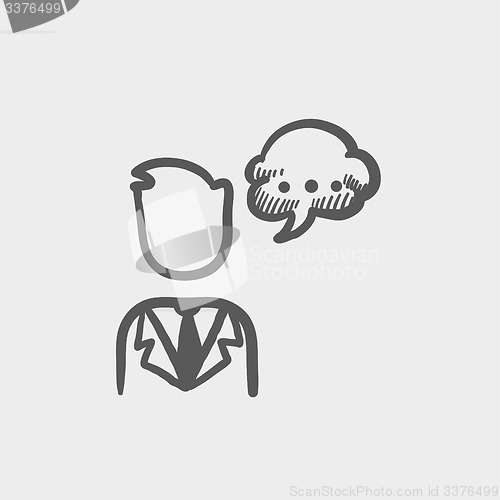 Image of Man with speech bubble sketch icon