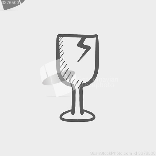 Image of Broken glass wine, fragile sketch icon