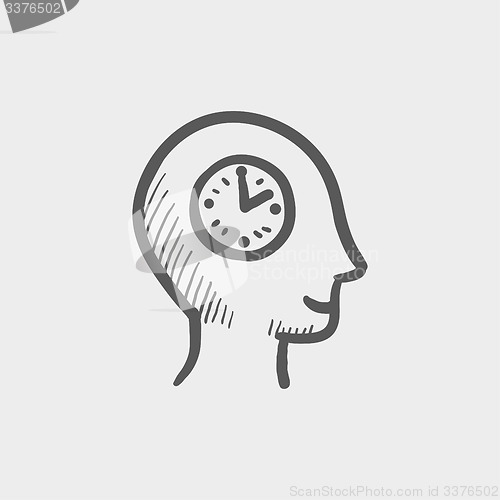 Image of Clock in head sketch icon