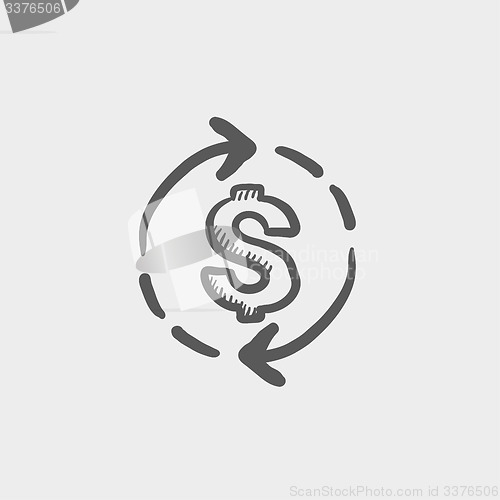 Image of Money dollar symbol with arrow sketch icon