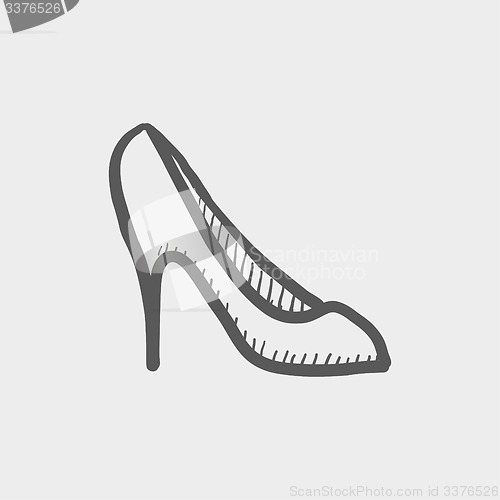 Image of Lady high heel shoe sketch icon