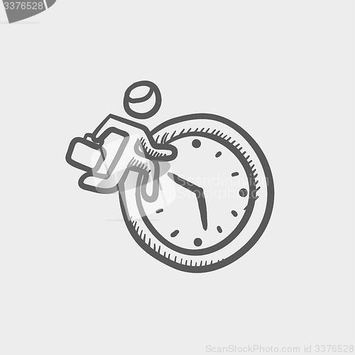 Image of Man running in time sketch icon