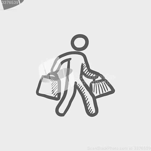 Image of Man carrying shopping bags sktech icon