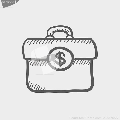 Image of Money suitcase sketch icon