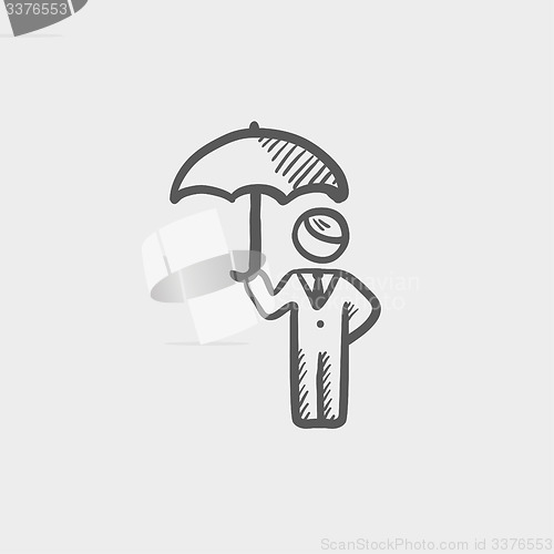 Image of Man with umbrella sketch icon