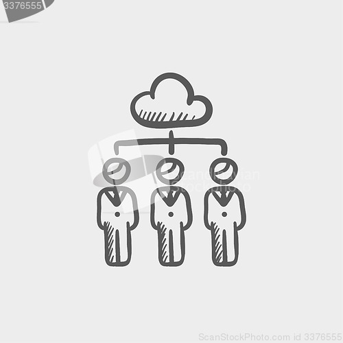 Image of Three businessmen under the cloud sketch icon