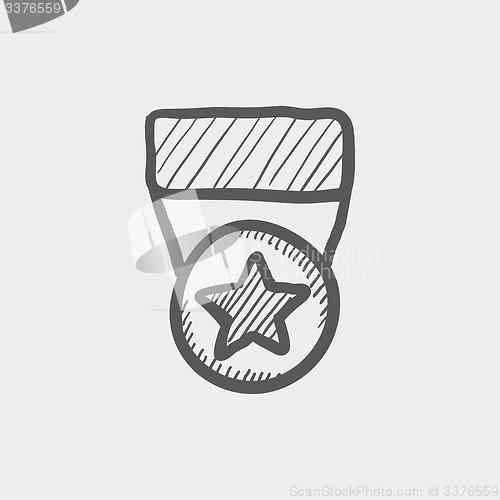 Image of One star medal sketch icon