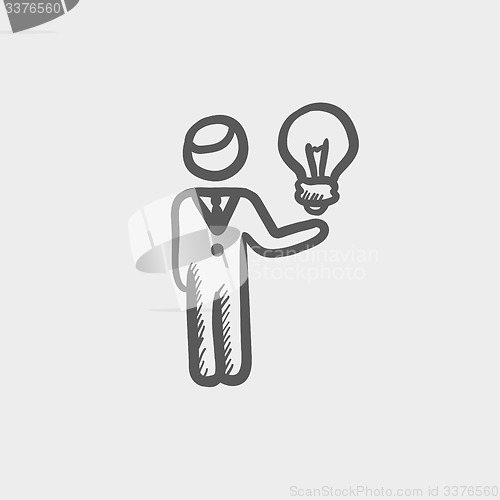 Image of Man holding idea sketch icon