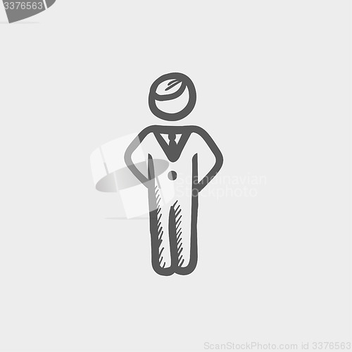 Image of Man standing sketch icon