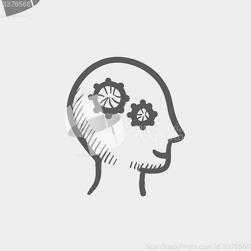 Image of Human head with gear sketch icon