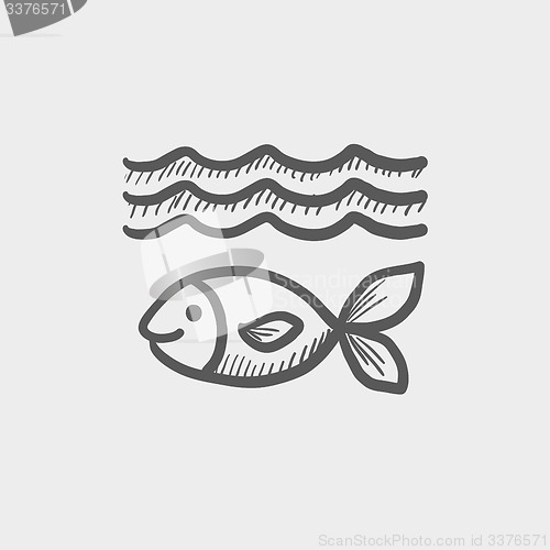 Image of Fish under water sketch icon