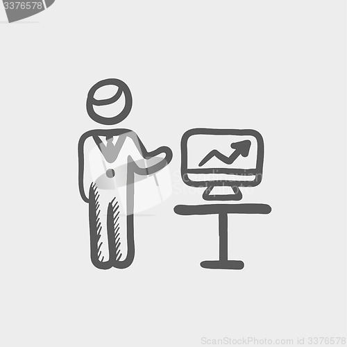 Image of Businessman presentation sketch icon