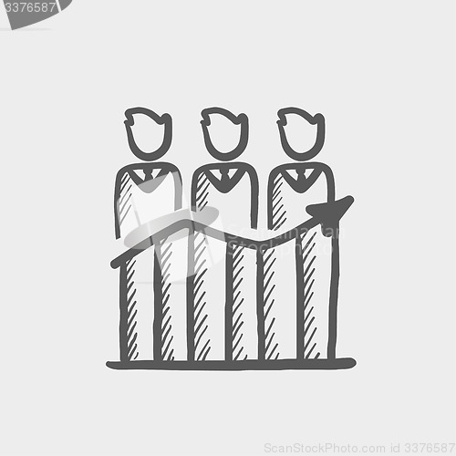 Image of Businessmen standing on profit graph sketch icon