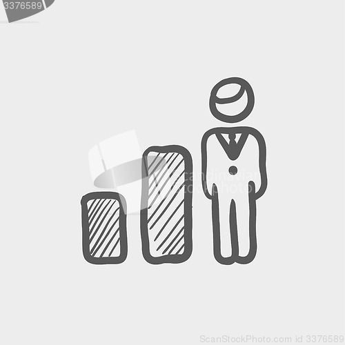 Image of Businessman and graph sketch icon