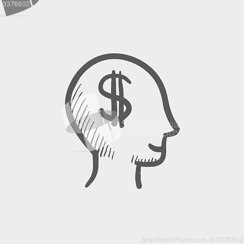 Image of Head with dollar symbol sketch icon