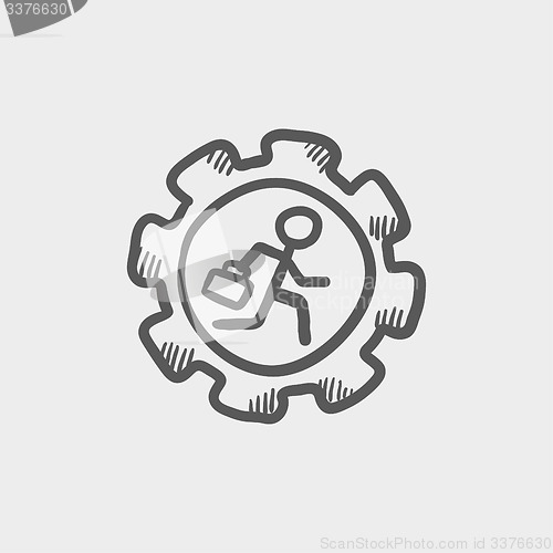 Image of Man running inside the gear sketch icon