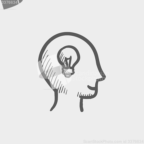 Image of Human head with idea sketch icon