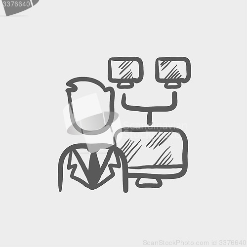 Image of Man screen with camera sketch icon