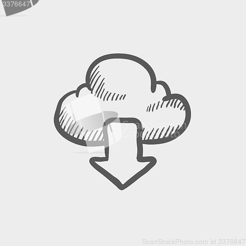Image of Cloud with arrow down sketch icon