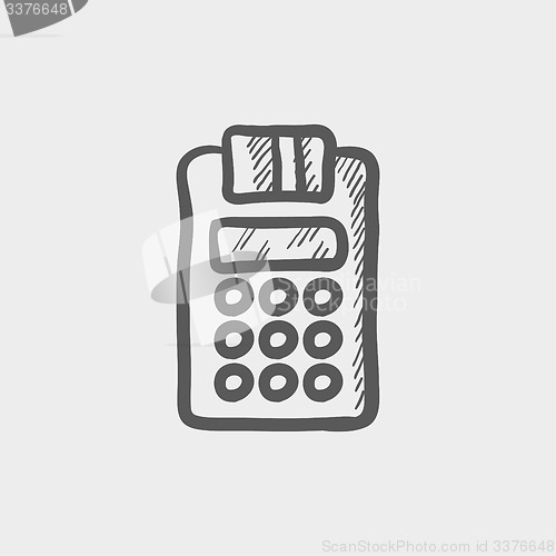 Image of Electronic calculator with paper roll sketch icon