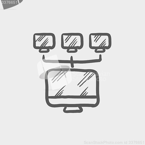 Image of Screen with cameras sketch icon