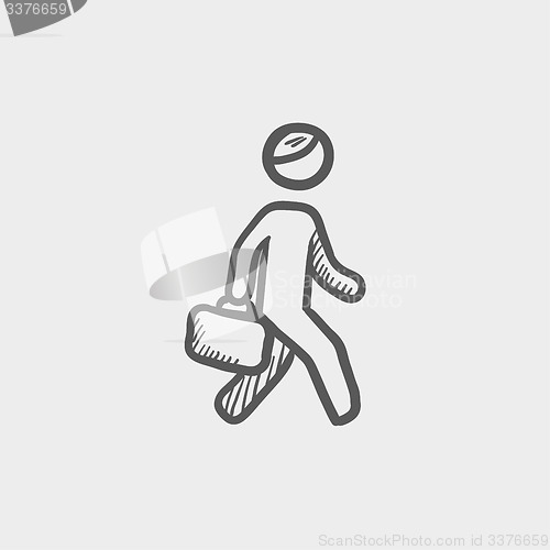 Image of Man walking with briefcase sketch icon