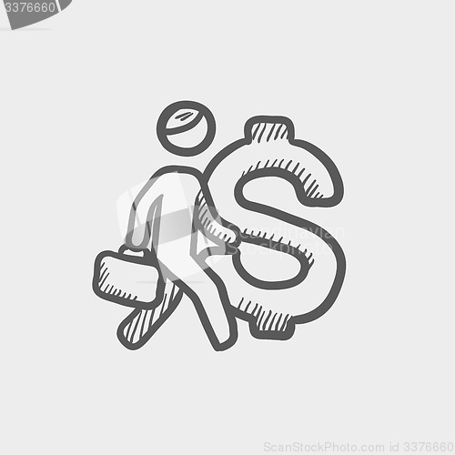 Image of man with big dollar symbol sketch icon