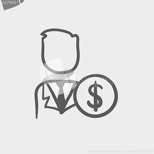 Image of Man with dollar sign sketch icon