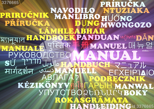 Image of Manual multilanguage wordcloud background concept glowing