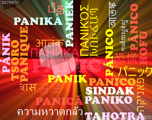 Image of Panic multilanguage wordcloud background concept glowing