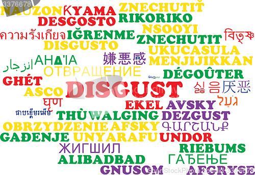 Image of Disgust multilanguage wordcloud background concept